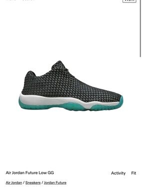 Nike Air Jordan Future Retro Teal Low GG Black Woven Slip-On Sneakers Green Sole